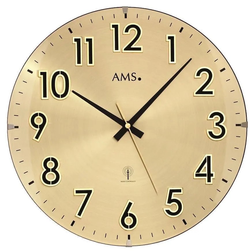 rádiom riadené dizajnové hodiny AMS 5974 zlaté