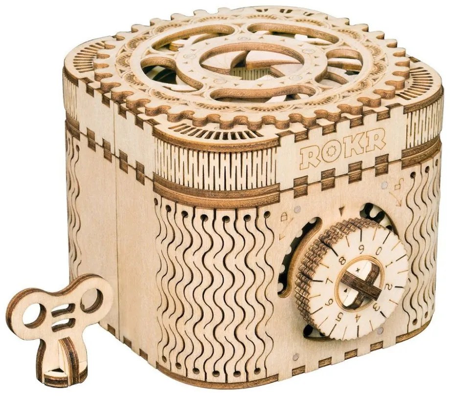 Robotime 3D drevené mechanické puzzle Trezor 158 ks