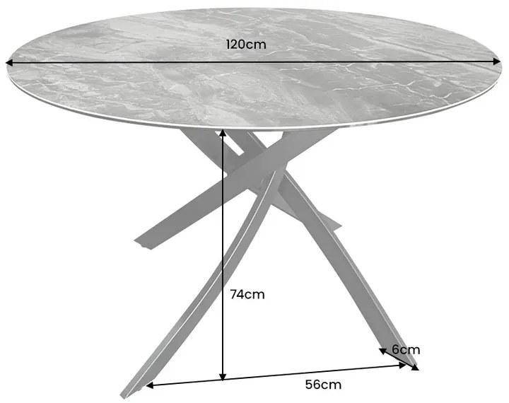 Jedálenský stôl ALPINE – okrúhly, keramická doska, taupe 120 cm, výška 76 cm