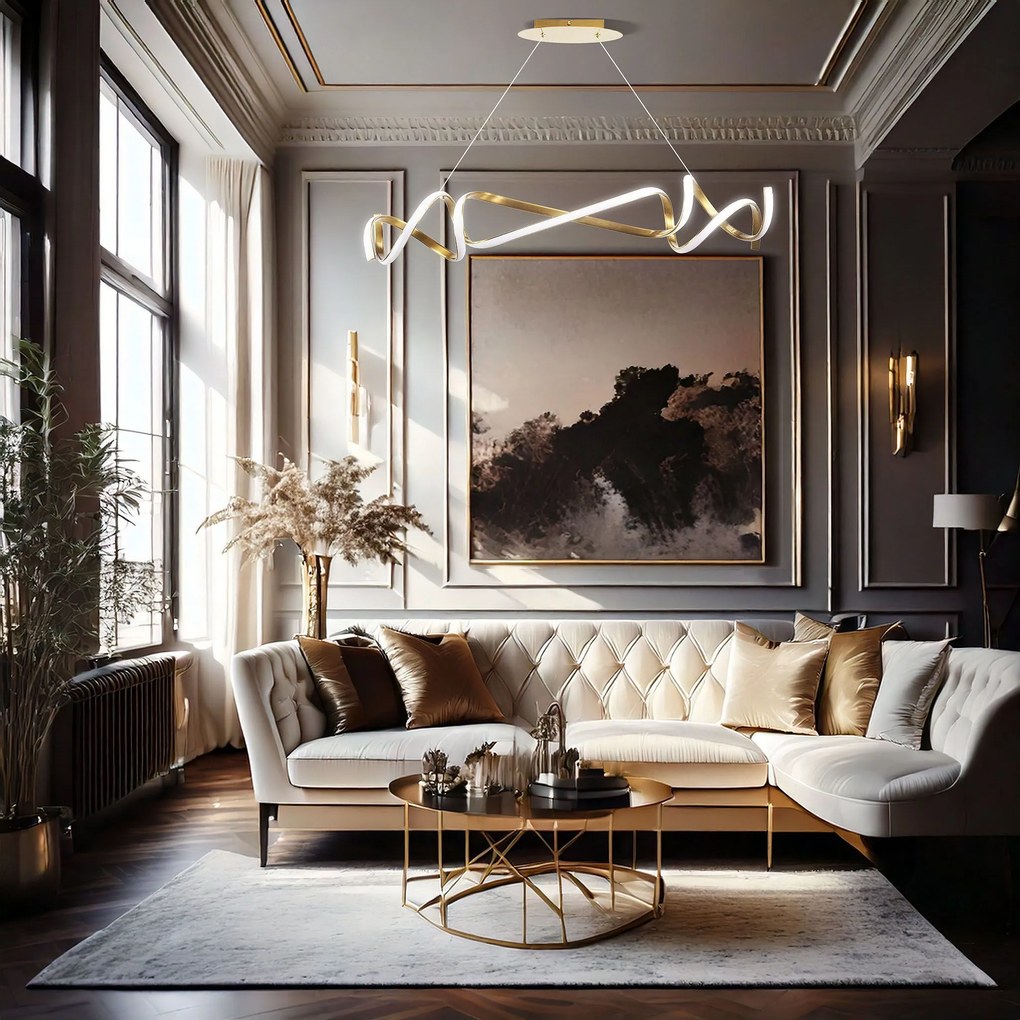 Toolight Toolight, LED závesné svietidlo 90cm, 35W, 4000K, 1868lm, APP1777-CP, zlatá matná, OSW-09666