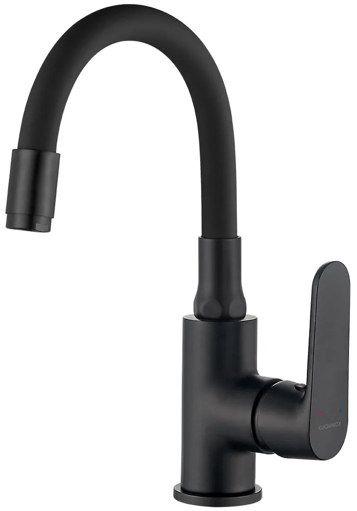 Kuchinox Dima, umývadlová batéria s flexibilným výtokom h-280, čierna matná, LAV-BQD_721D