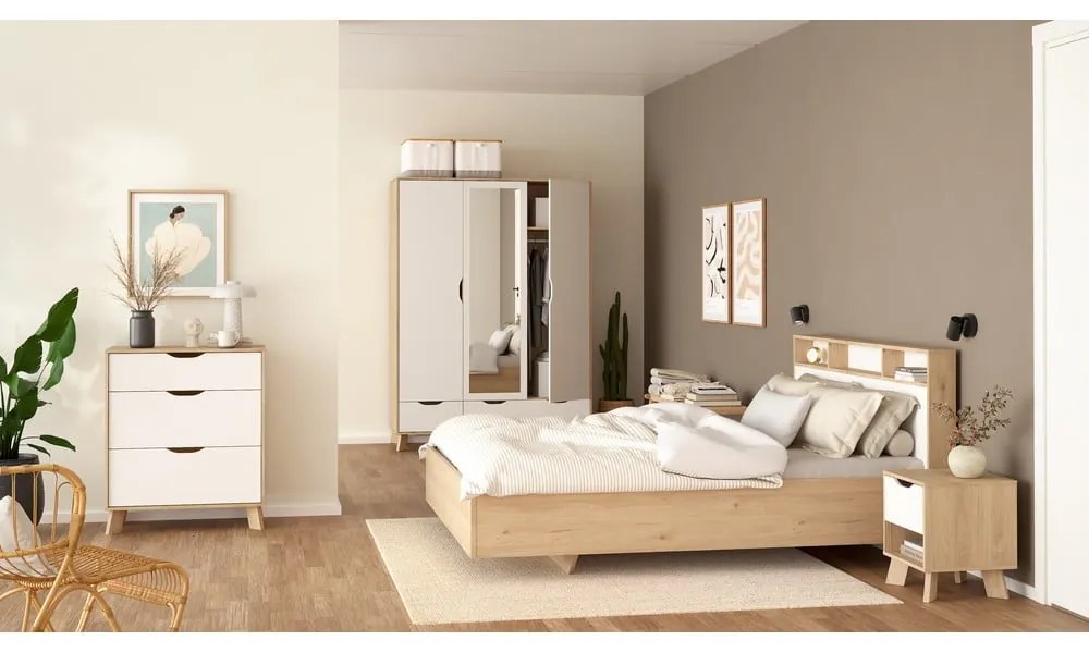 Biela/v prírodnej farbe komoda v dekore duba 79x92x40 cm Ikast – Tvilum