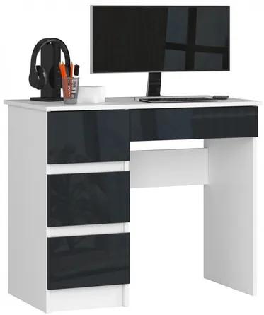 Počítačový stôl A7 ľavá biela/grafit lesk