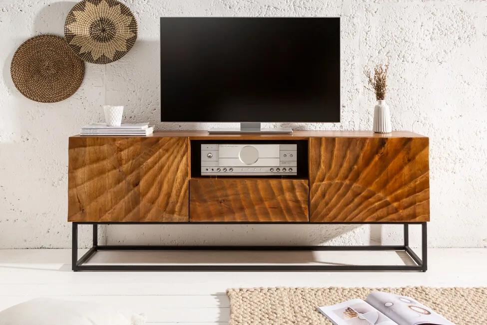 Luxusný stolík pod TV z masívu Scorpion Mango hnedá 160cm