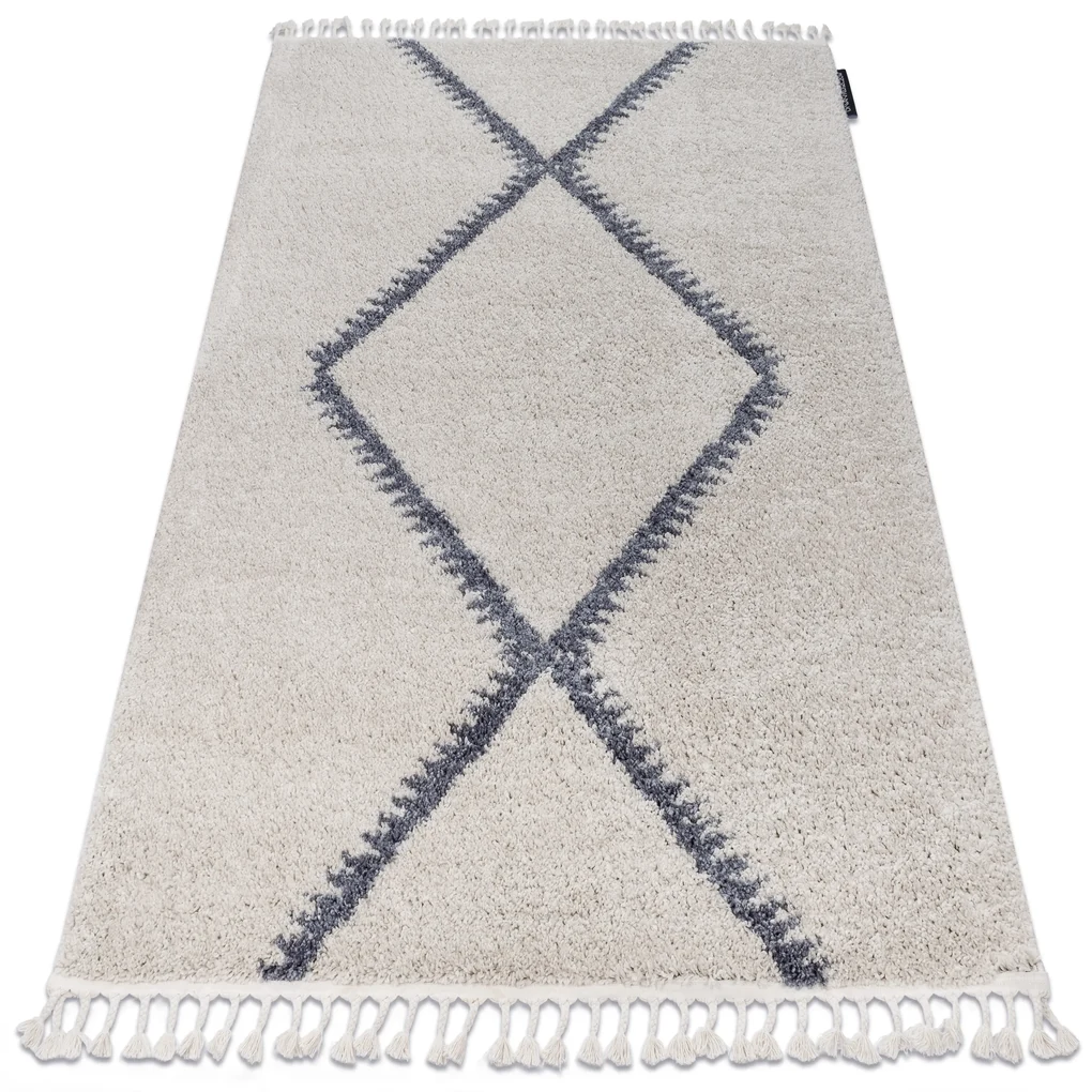 Koberec BERBER MAKNES B5910, krémovo -sivý, strapce, Maroko Shaggy