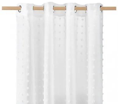 Štýlová biela záclona s guličkami 140 x 250 cm