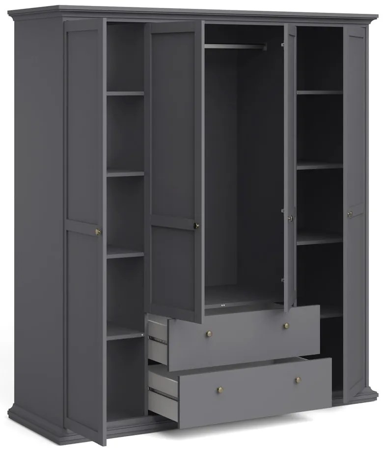 Sivá šatníková skriňa 181x201 cm Paris – Tvilum