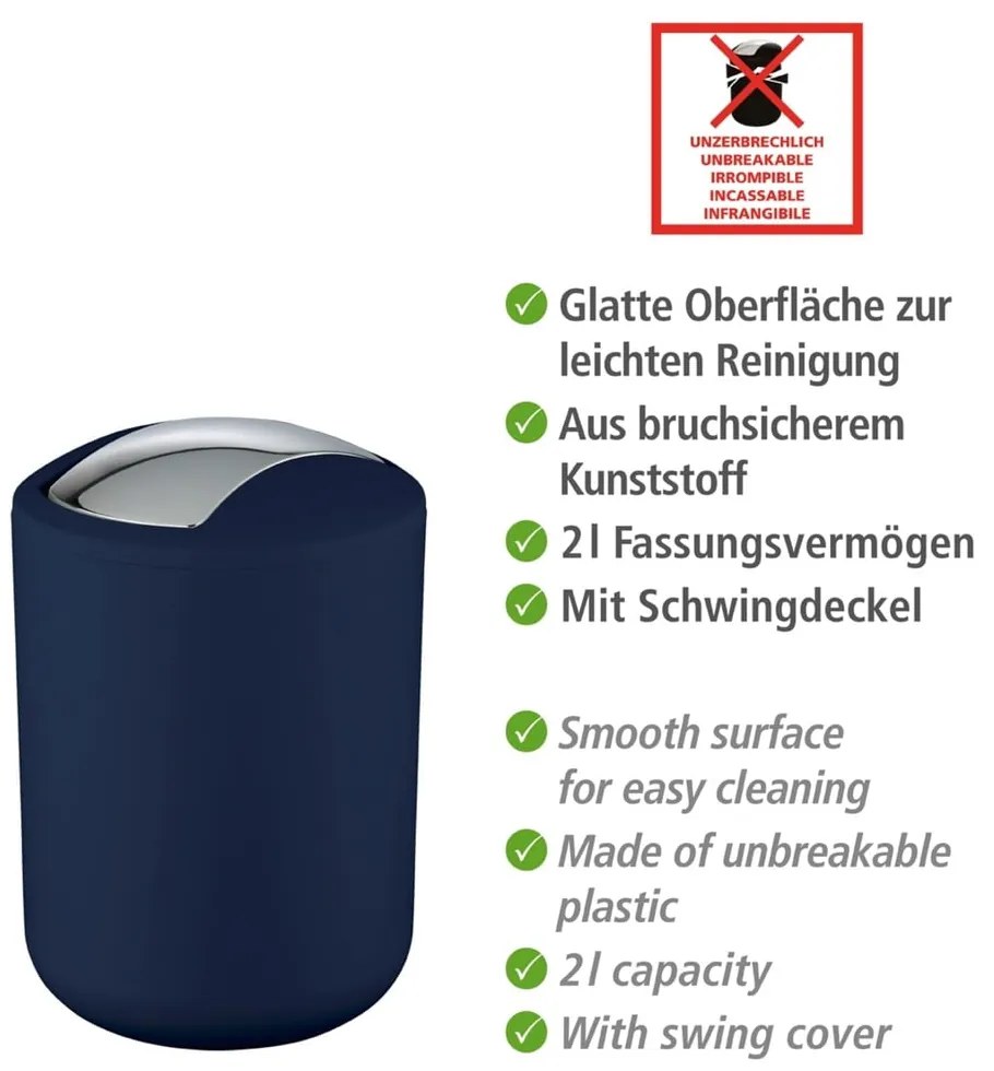 Tmavomodrý odpadkový kôš Wenko Brasil Dark Blue S
