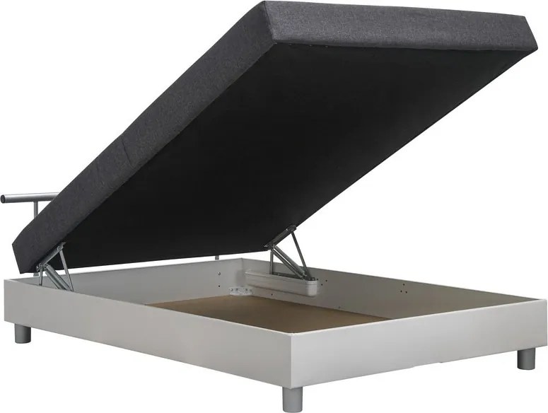 Posteľ Edith 140x200 cm, biela ekokoža/tmavo šedá látka