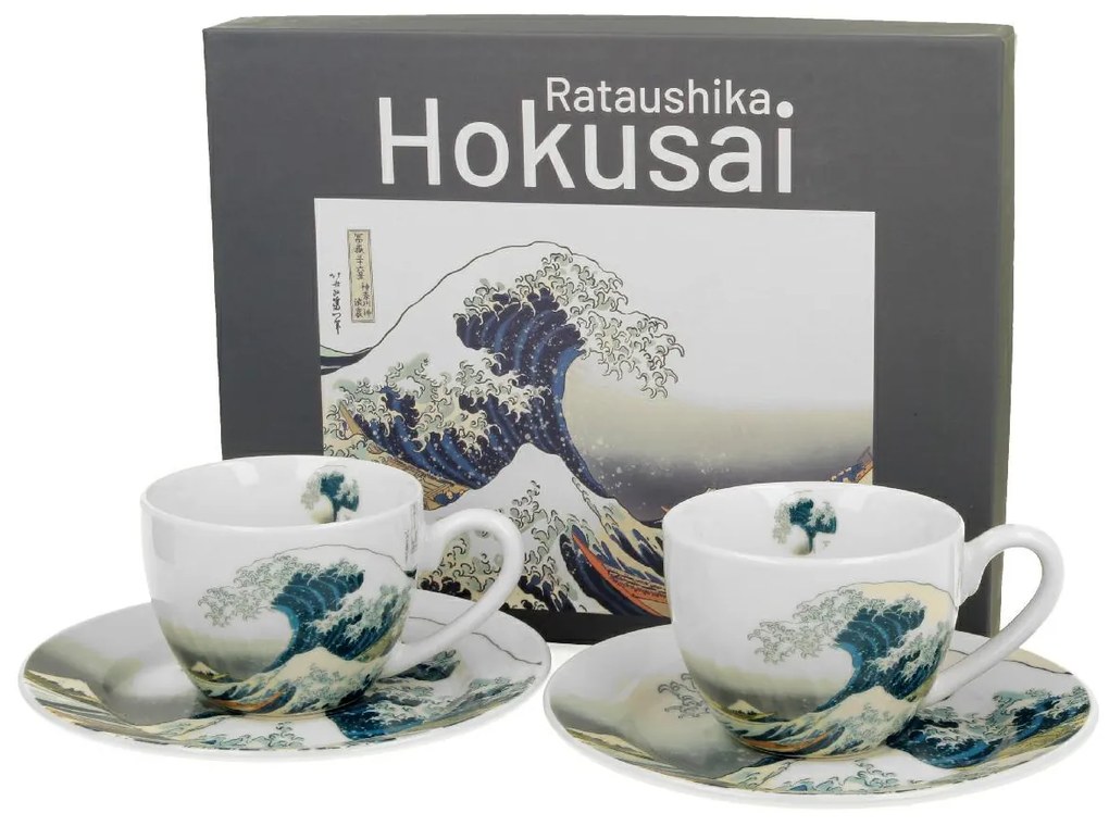 Porcelánová šálka s podšálkou Hokusai The Great Wave 90 ml sada 2ks