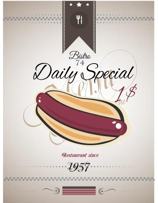 Ceduľa Hot Dog Daily Special