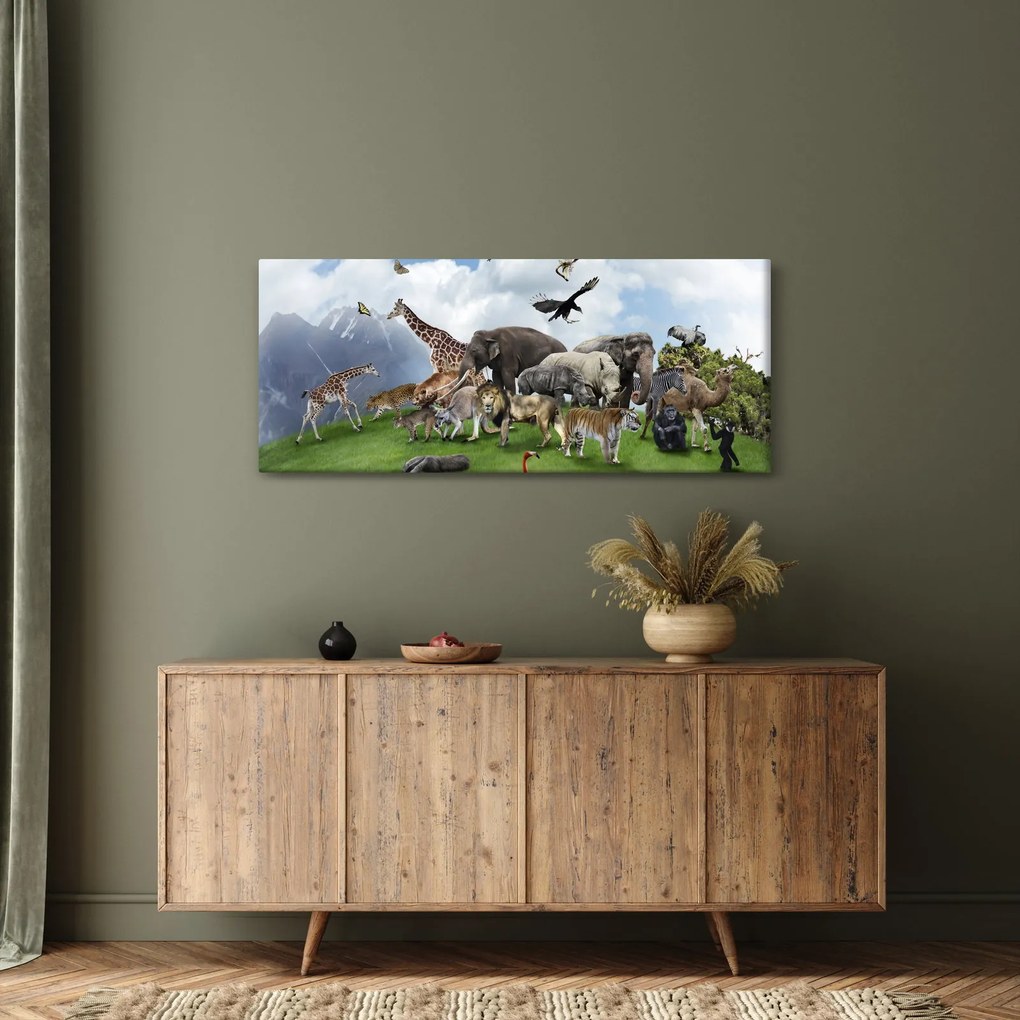 Obraz - Zvieratká na ostrove (120x50 cm)