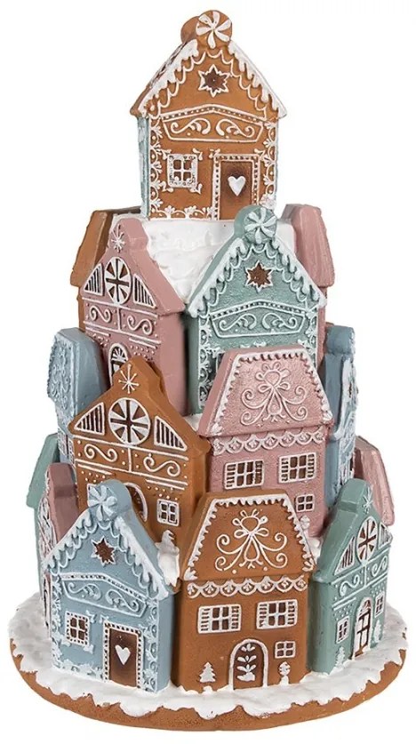Svietiaca perníková veža z farebných chalúpok Gingerbread House - Ø 19*28 cm / 3*AAA