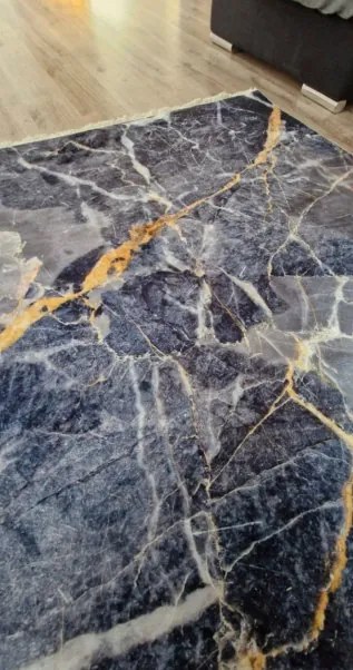 Modro-sivý koberec s nízkym vlasom VELVET M281 – moderný dizajn Rozmer: 120x160 cm