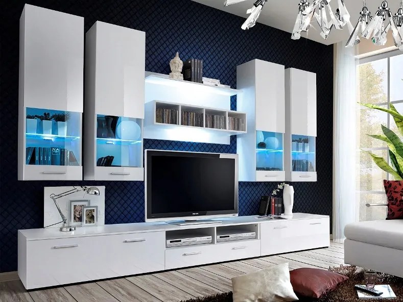 Obývacia stena Delila 20 Ww Do (s osvetlením) (biela lesk biely)