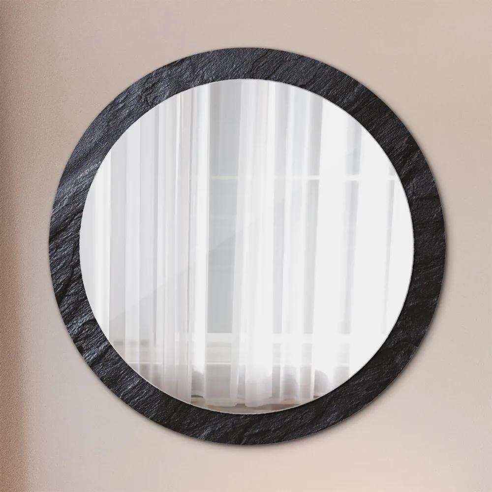 Okrúhle ozdobné zrkadlo Čierny kameň fi 90 cm