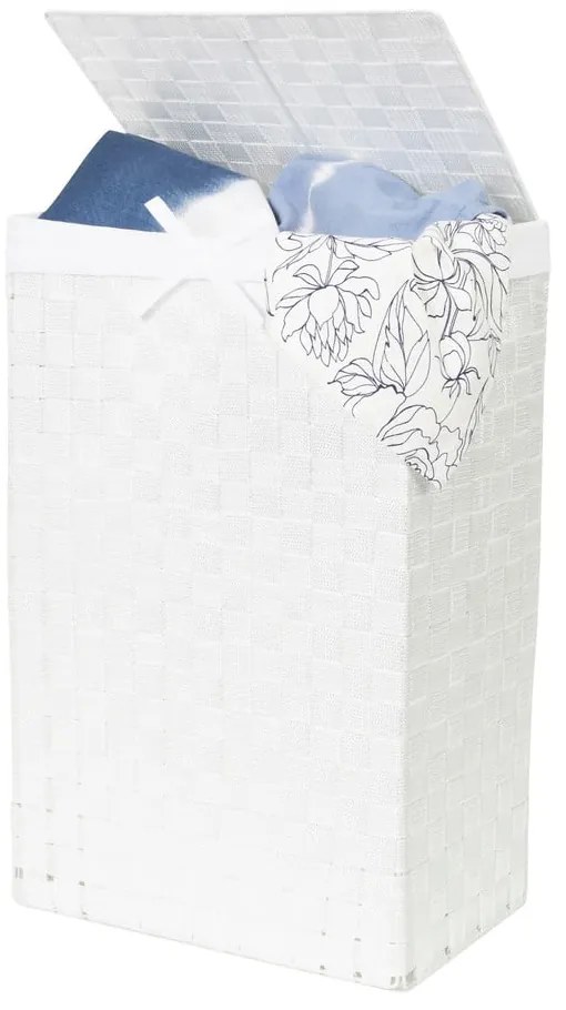 Biely viskózny kôš na bielizeň s vekom Compactor Laundry Basket Linen, výška 60 cm
