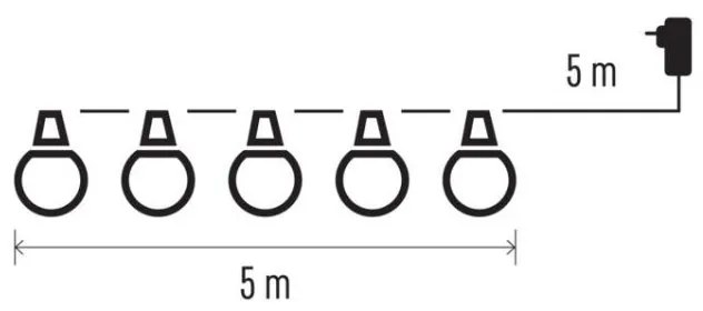 Dekorativní LED světelný řetěz Berly 5 m teplá bílá