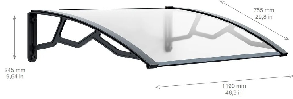 ARTPLAST Vchodová strieška 80x120cm, číra