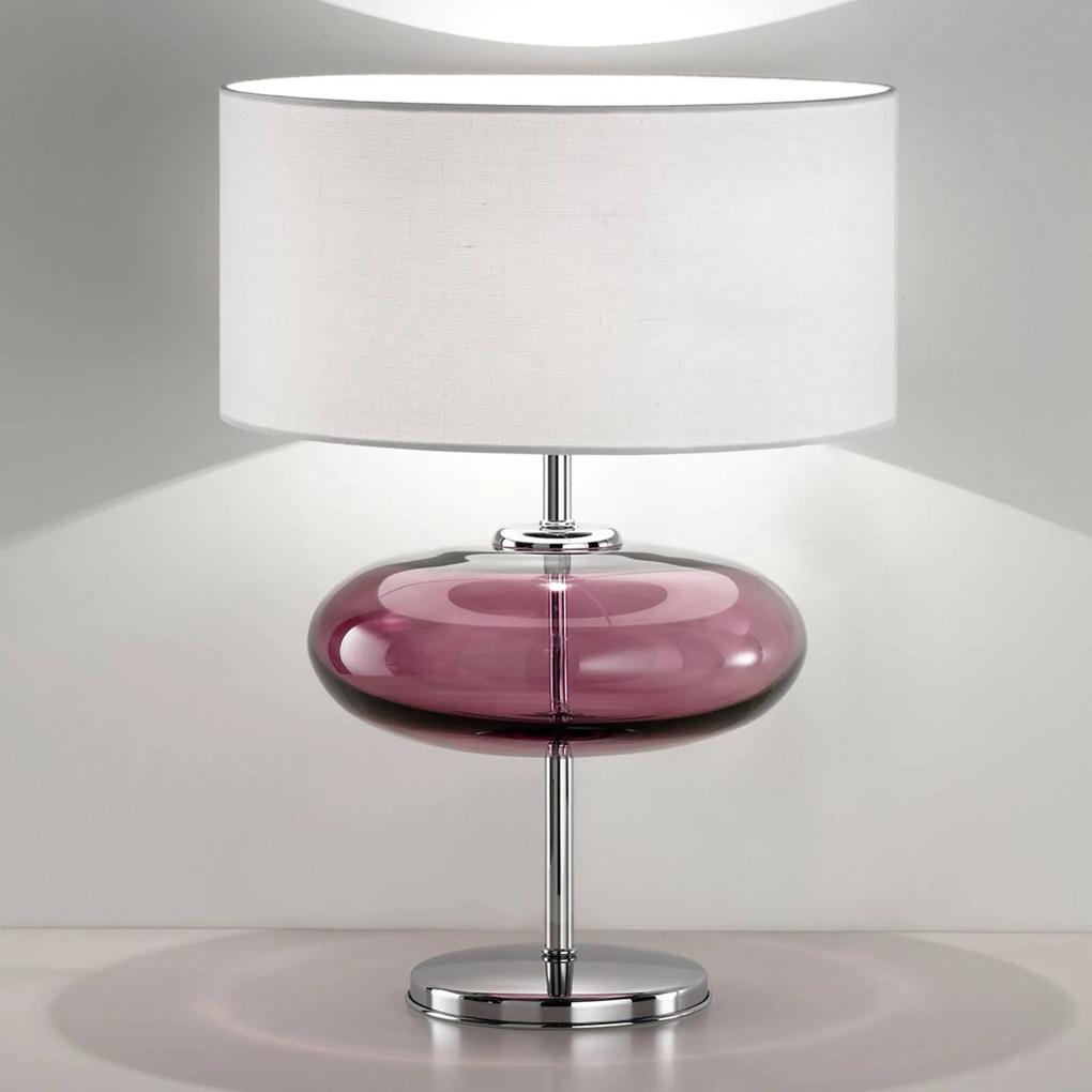 Stolná lampa Show Elisse 62cm prvok zo skla ružový