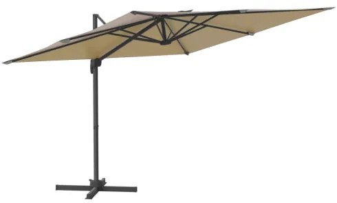 vidaXL Závesný slnečník s hliníkovou tyčou sivohnedý 300x300 cm-