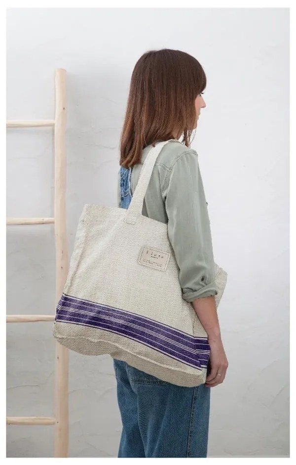 Látková taška Really Nice Things Blue Stripes, šírka 42 cm