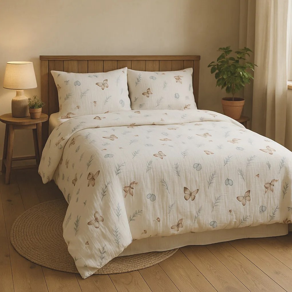 Matex Mušelínové obliečky Motýle, 140 x 200 cm, 70 x 90 cm
