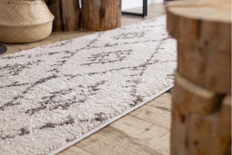 Dywany Łuszczów, Koberec behúň Berber Fez cream, 70x200, biela, obývacia izba