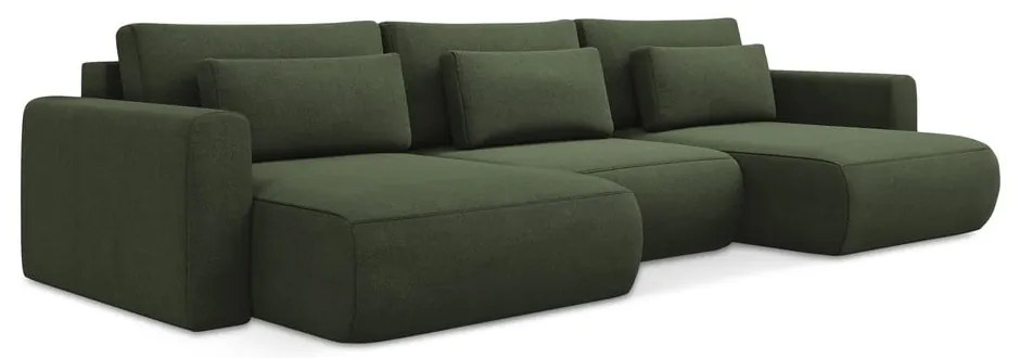 Khaki rozkladacia/s úložným priestorom rohová pohovka (do tvaru "U") Kapua – Makamii