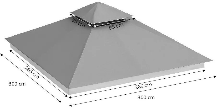 Strecha na záhradný pavilón 3x3 m, sivá, MultiGarden