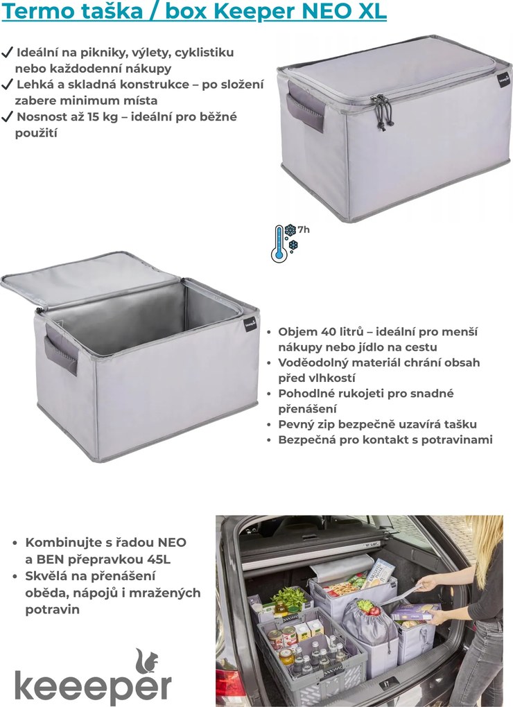 Keeeper Termo taška / box Keeper NEO XL, šedá, 40L, 48 x 31,5 x 26,5 cm