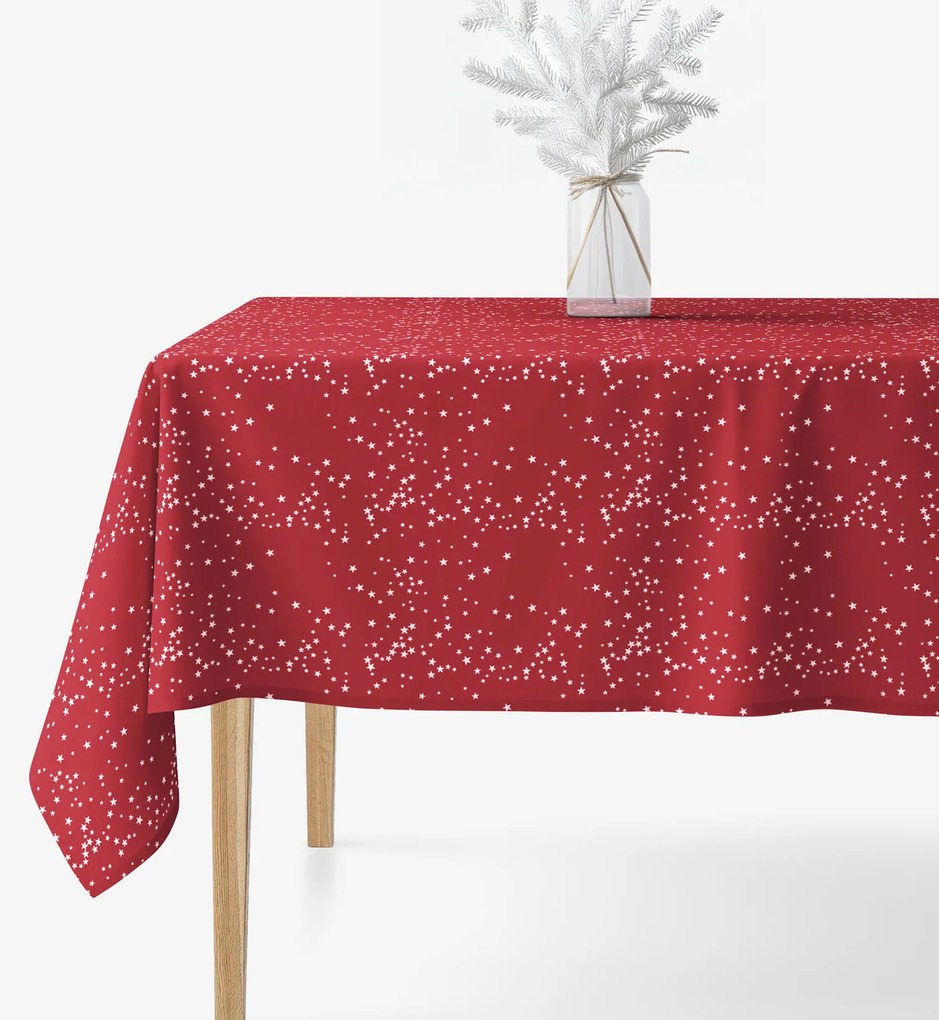 Goldea vianočný hranatý obrus valencia - hviezdičky na červenej 100 x 100 cm