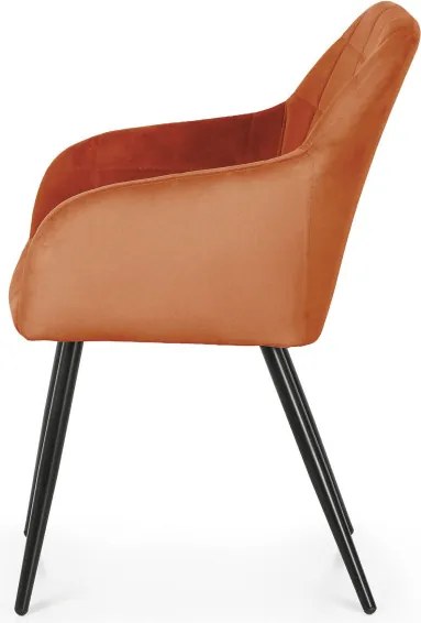 Sada štyroch jedálenských stoličiek LUXANO zamatové, medené / čierne nohy (4 ks)