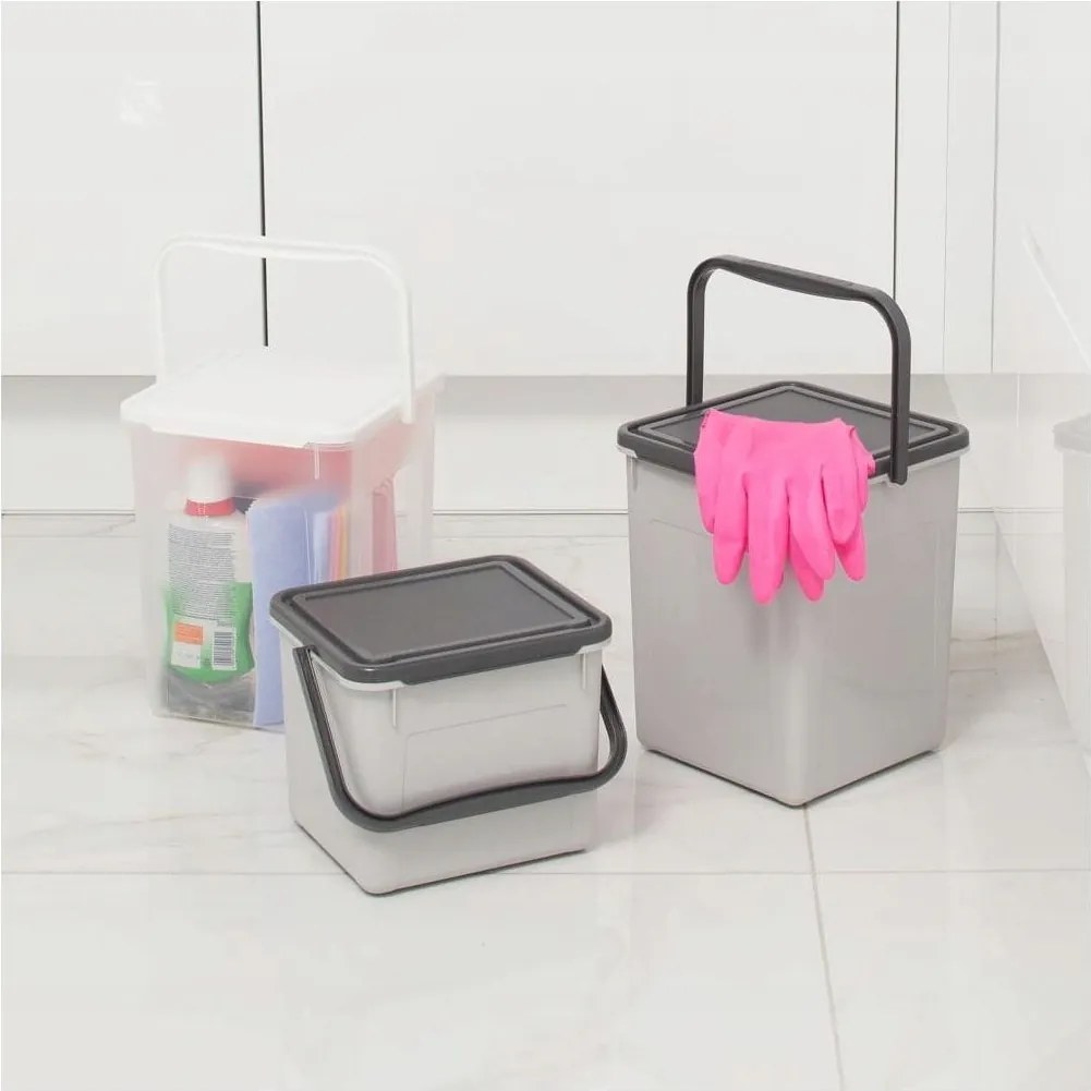 Rotho 2. akosť - Nádoba na prací prášok, granule alebo bioodpad – 9 l DETERGENT sivý (biele viečko)