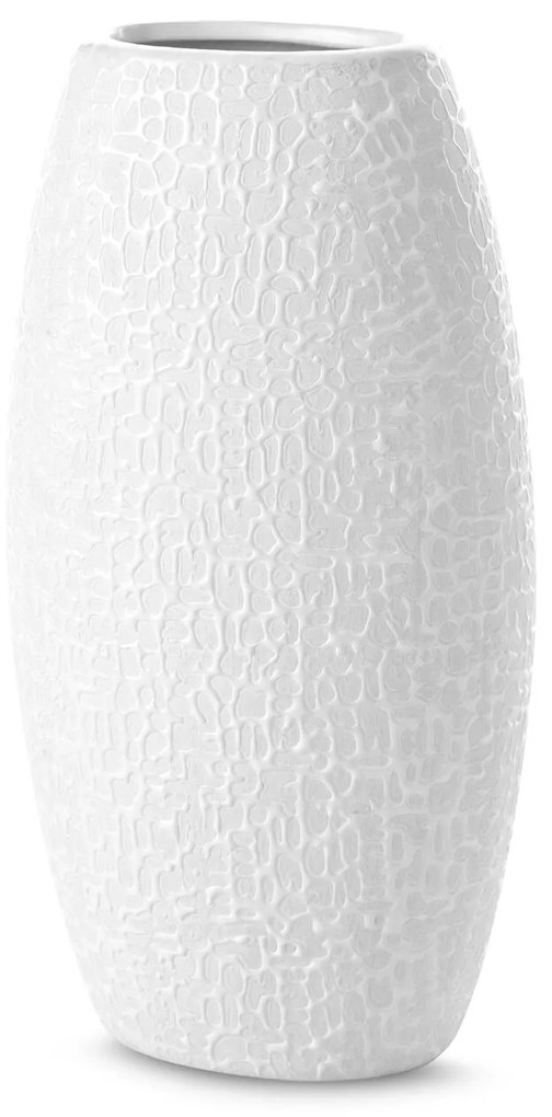 Váza dekoratívna RISO 13 X 9 X 25 cm, keramická hlina, biela