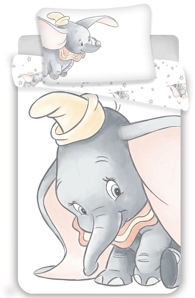 Jerry Fabrics Bavlnené obliečky do postieľky – Dumbo "Grey" baby