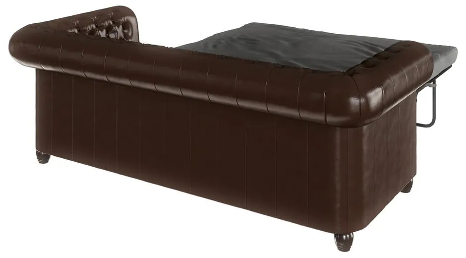 Tmavohnedá rozkladacia pohovka z imitácie kože 203 cm York - Ropez
