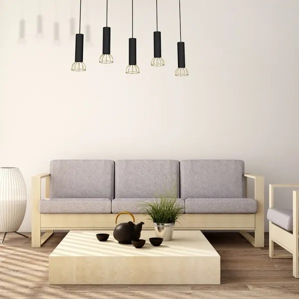 Luster na lanku DANTE 5xGU10/25W/230V čierna/zlatá