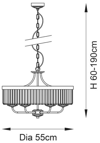 Endon 90263 - Luster na reťazi CHESTERFIELD 6xE14/6W/230V pr. 55 cm lesklý chróm