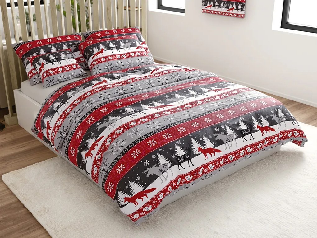 Mikroplyšové obliečky SNOWY FOREST sivé Rozmer obliečky: 2 ks 70 x 90 cm | 200 x 220 cm