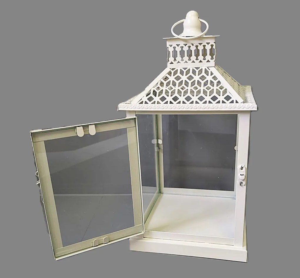 Lampa biela kov se sklem 25140