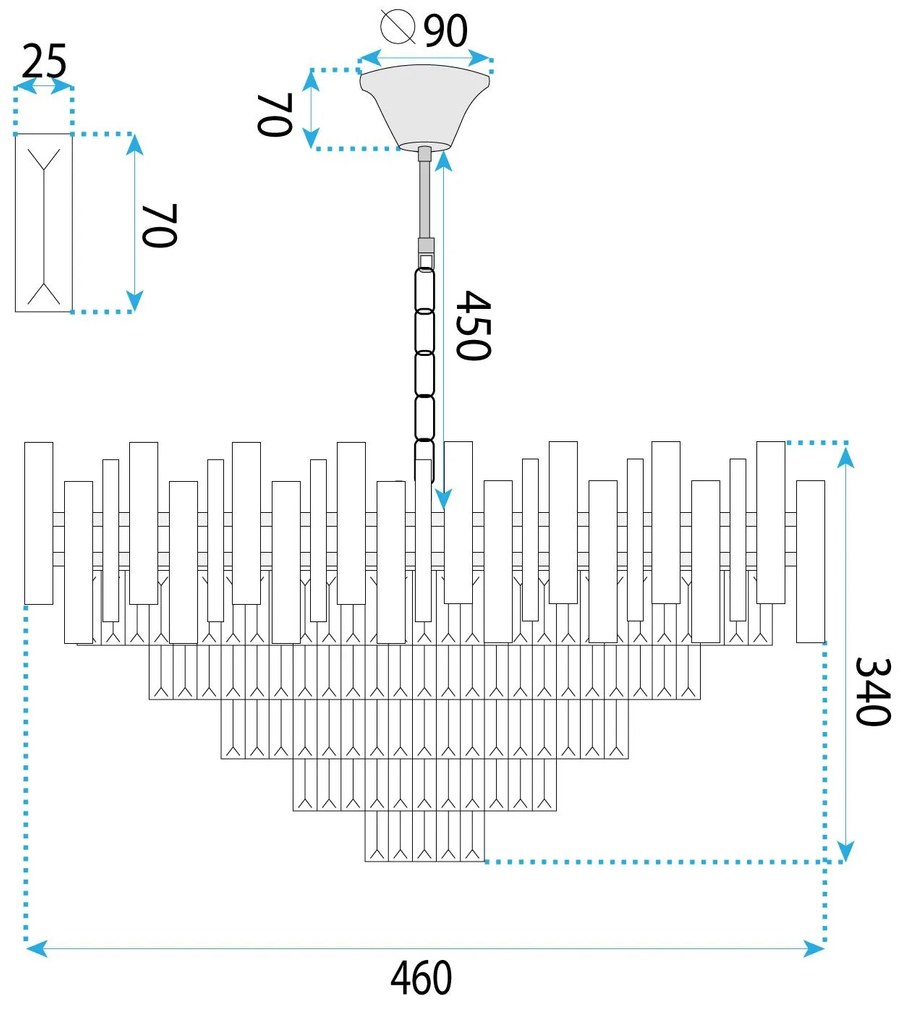 Toolight Toolight, závesné svietidlo 50cm, 7xE14, G051-CP, chrómová, OSW-08945
