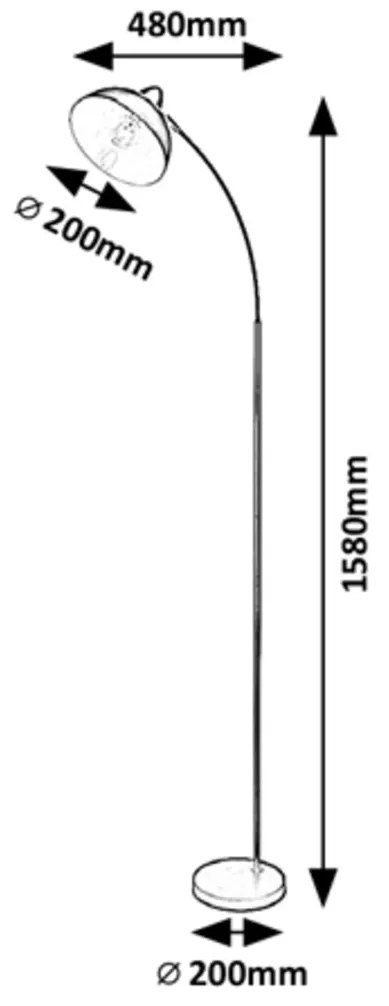 RABALUX Moderná stojacia oblúková lampa DARON, 1xE27, 40W, matná biela