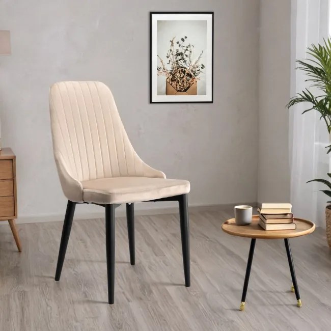 Jedálenská stolička LORIENT zamatová, béžová