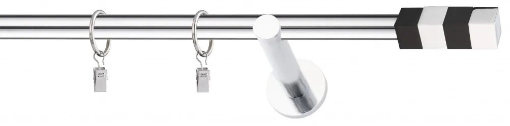 Dekorstudio Chrómová jednoradová garniža čierny MAGNUM 19mm Dĺžka: 360cm, Typ uchytenia: Držiak modern, Typ príslušenstva: Krúžky tiché so štipcami