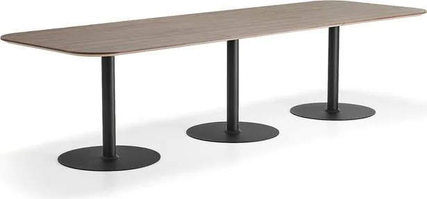 Stôl METRIC, zaoblené rohy, 3000x1000x720 mm, čierna/orech