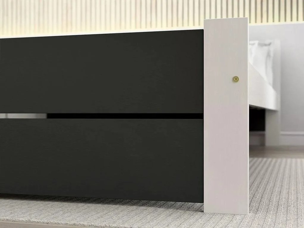 Posteľ IKAROS DOUBLE 80 x 200 cm, antracit/biela Rošt: Bez roštu, Matrac: Matrac COCO MAXI 20 cm