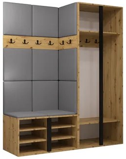 Predsieňová zostava Timothy III (dub artisan + dub artisan + čierna) (ekokoža Soft 011 (čierna)). Vlastná spoľahlivá doprava až k Vám domov. 1059880