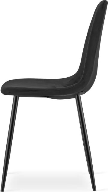 Set štyroch jedálenských stoličiek PADVA zamatové čierne / čierne nohy (4 ks)