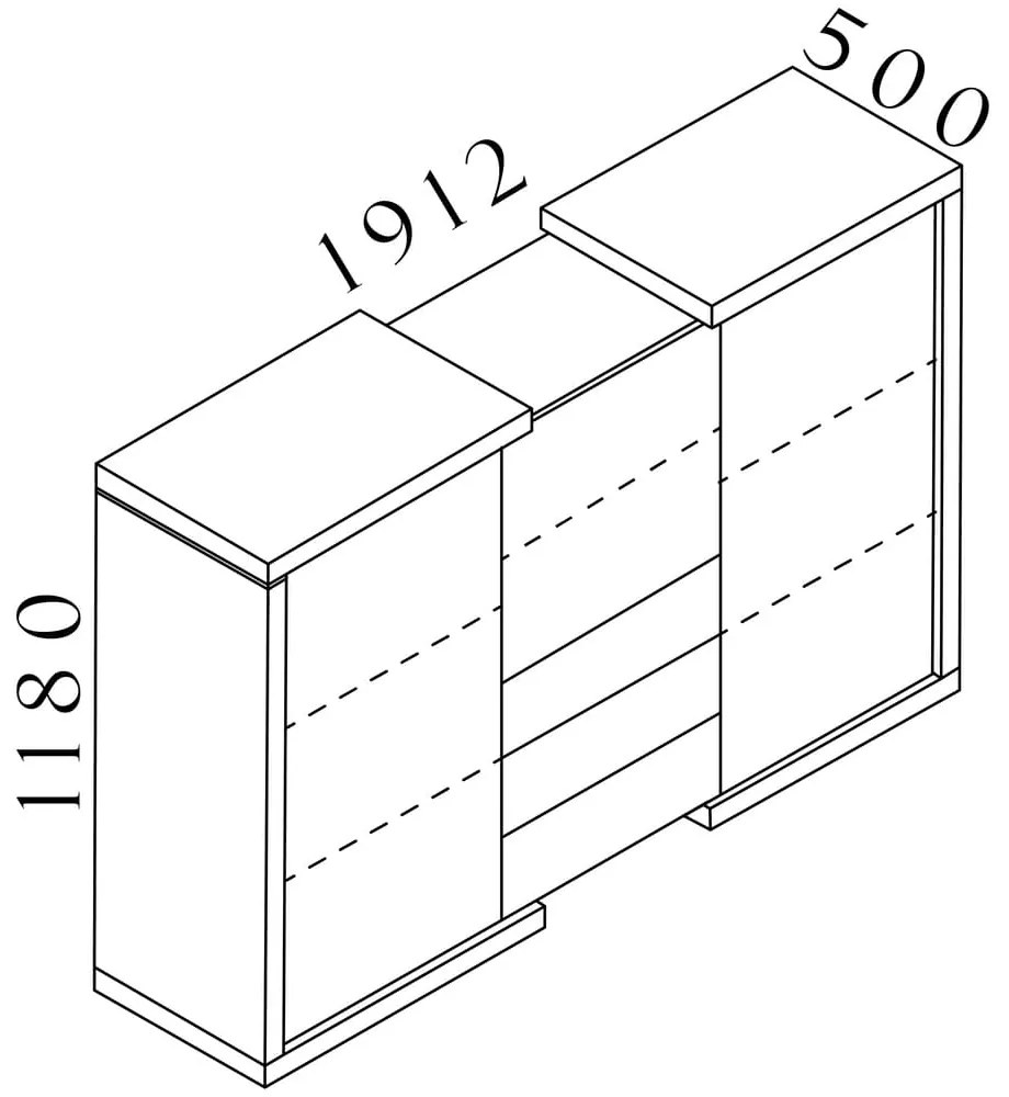 Stredná skriňa Lineart 191,2 x 50 x 118 cm, brest tmavý / antracit